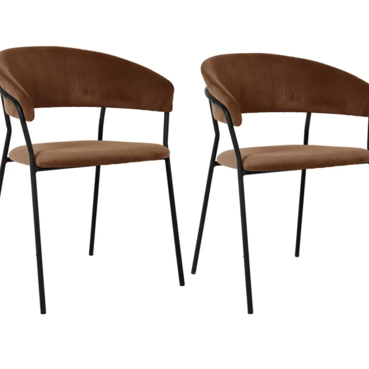 Armlehnstuhl Belle Cord Braun (2/Set)