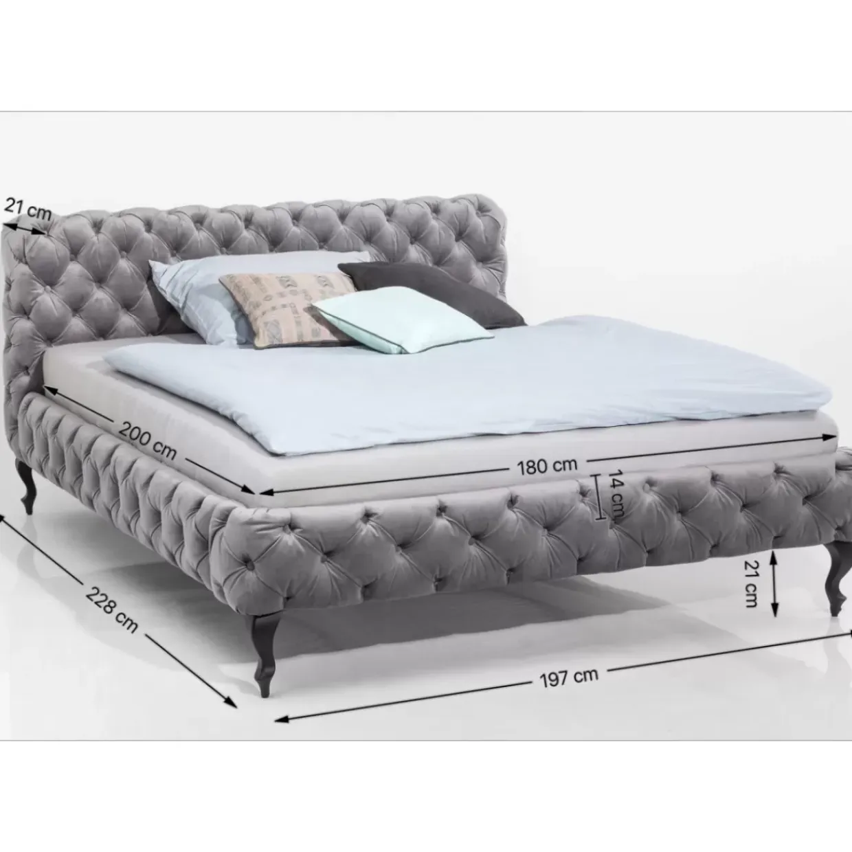 Bett Desire Velvet Silbergrau 180X200 Cm
