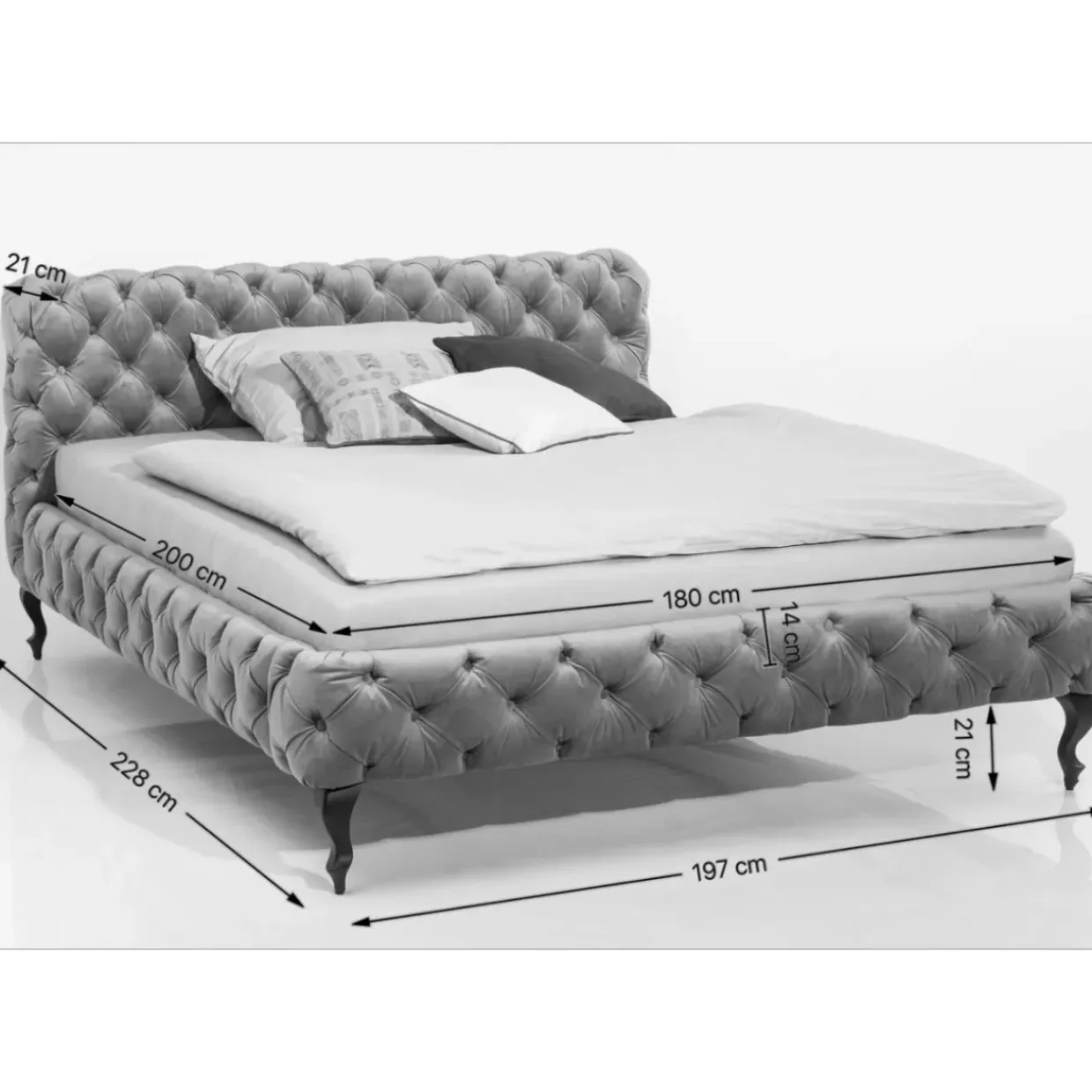 Bett Desire Velvet Silbergrau 180X200 Cm