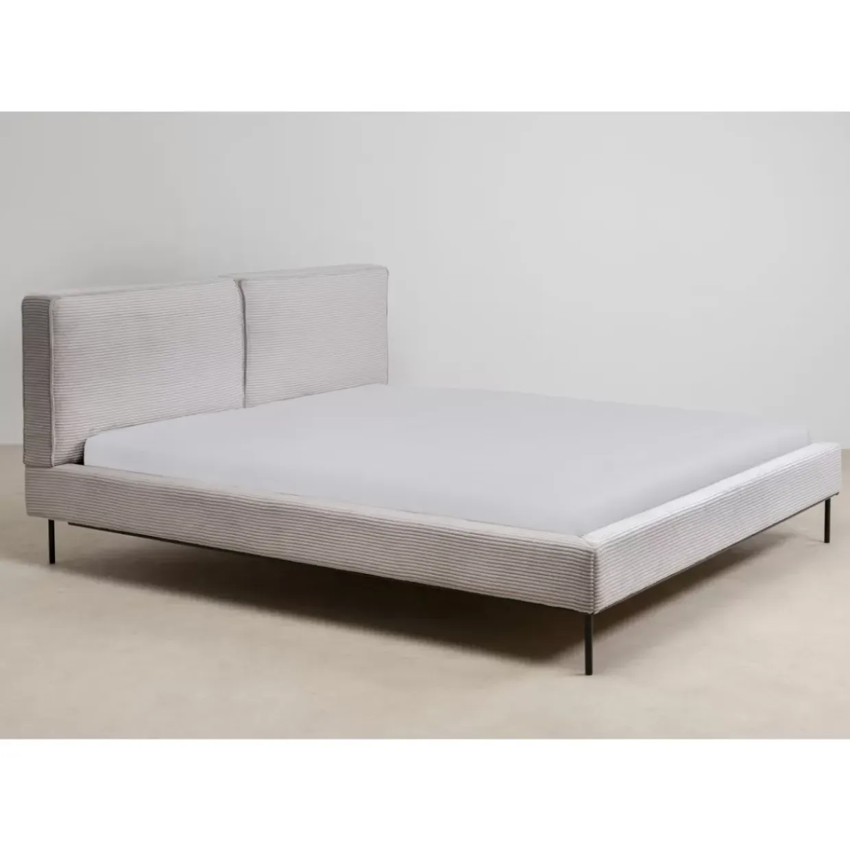 Bett East Side Cord Grau 180X200Cm