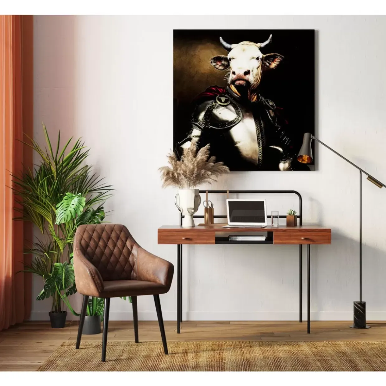 Bild Glas Knight Cow 120X120