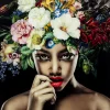 Bild Glas Pretty Flower Woman 100X100