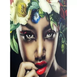 Bild Glas Pretty Flower Woman 100X100