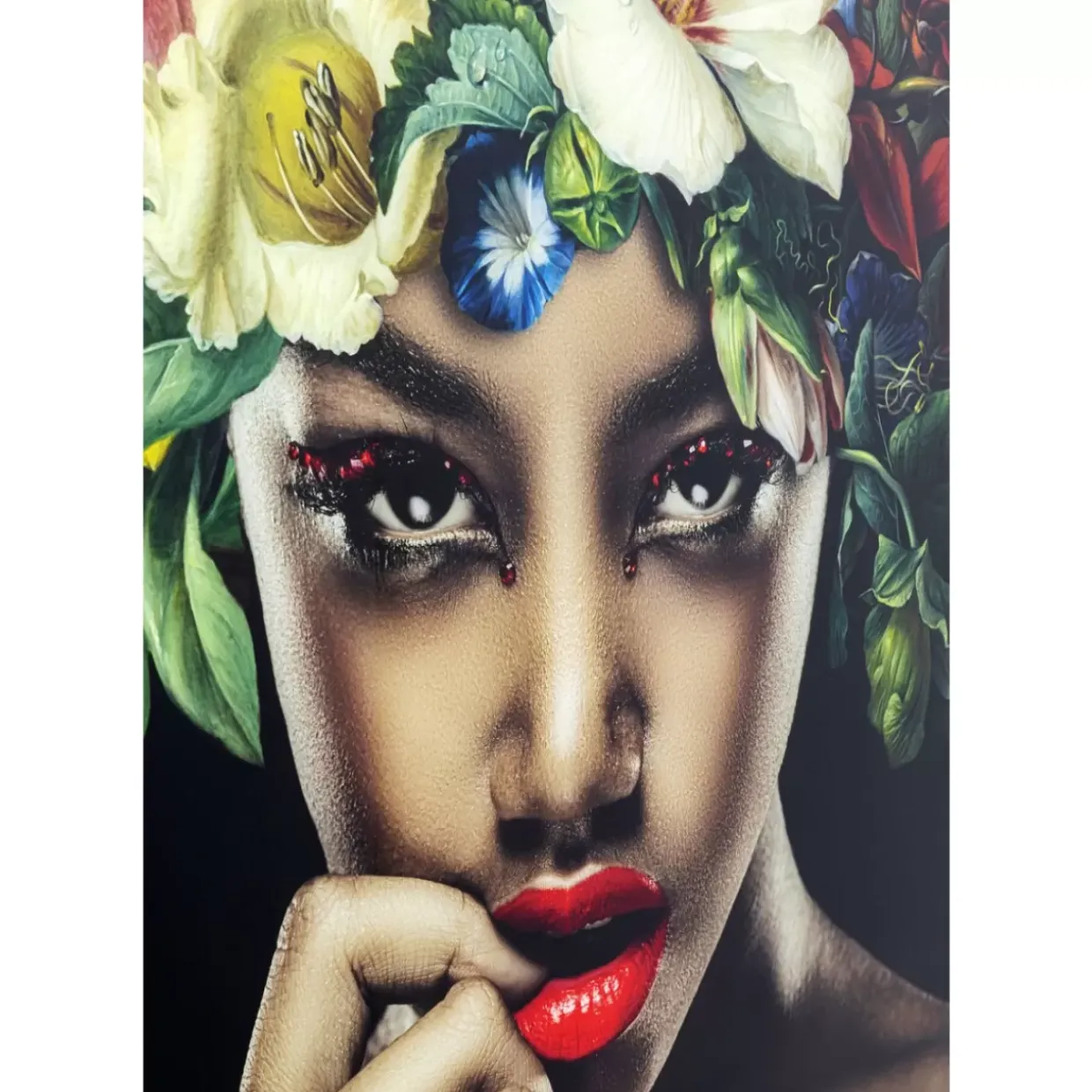 Bild Glas Pretty Flower Woman 100X100
