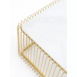 Couchtisch Wire Glas Marble Weis 145X70Cm