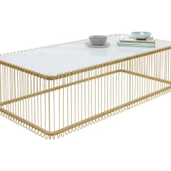 Couchtisch Wire Glas Marble Weis 145X70Cm