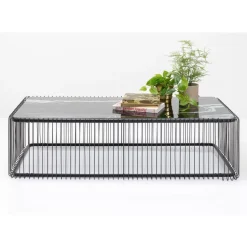 Couchtisch Wire Glas Marble Schwarz 145X70Cm