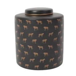 Deckelvase Leoparden