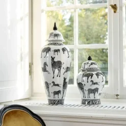 Deckelvase Zebra