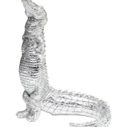 Deko Figur Alligator Silber 39Cm