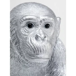 Deko Figur Playing Ape Silber 50