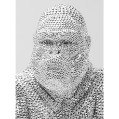 Deko Figur Shiny Gorilla Silber 46Cm