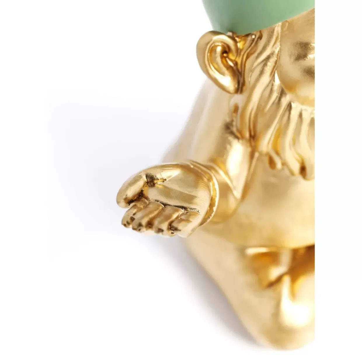 Deko Figur Zwerg Meditation Gold Grun 19Cm