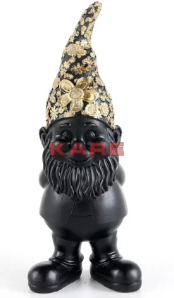 Deko Figur Zwerg Standing Schwarz Gold 30Cm