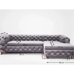 Ecksofa Desire Velvet Silbergrau R