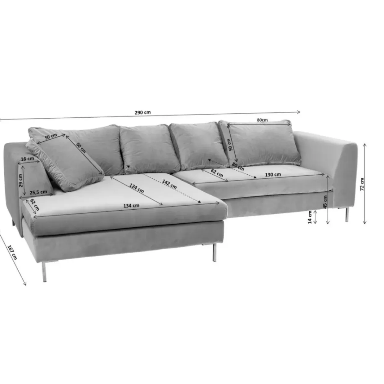 Ecksofa Gianni Creme Rechts