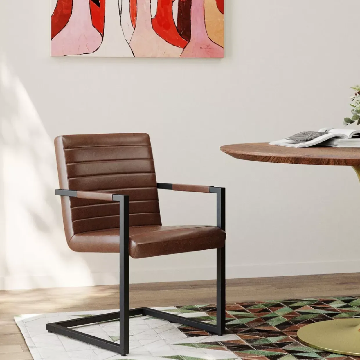 Freischwinger Lola Leder Braun
