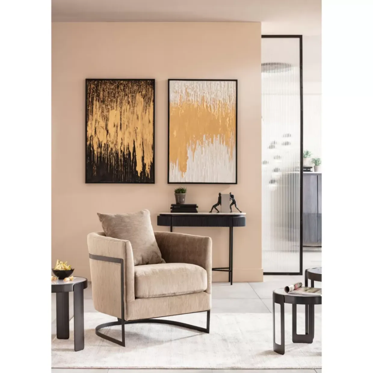 Gerahmtes Bild Abstract Schwarz 80X120Cm