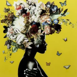 Glasbild Bouquet Beauty Gelb 100X100Cm