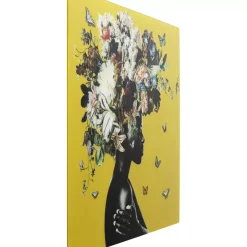 Glasbild Bouquet Beauty Gelb 100X100Cm