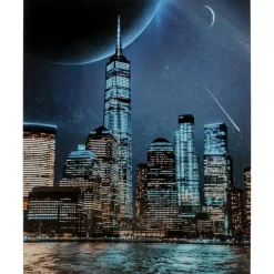 Glasbild Night Skyline 90X120Cm