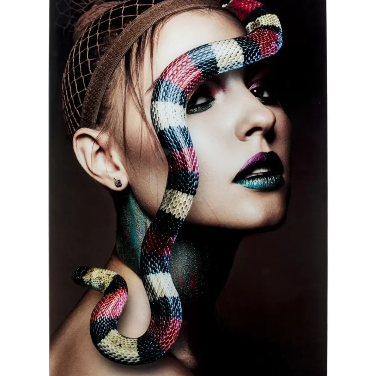Glasbild Snake Girl 80X120Cm
