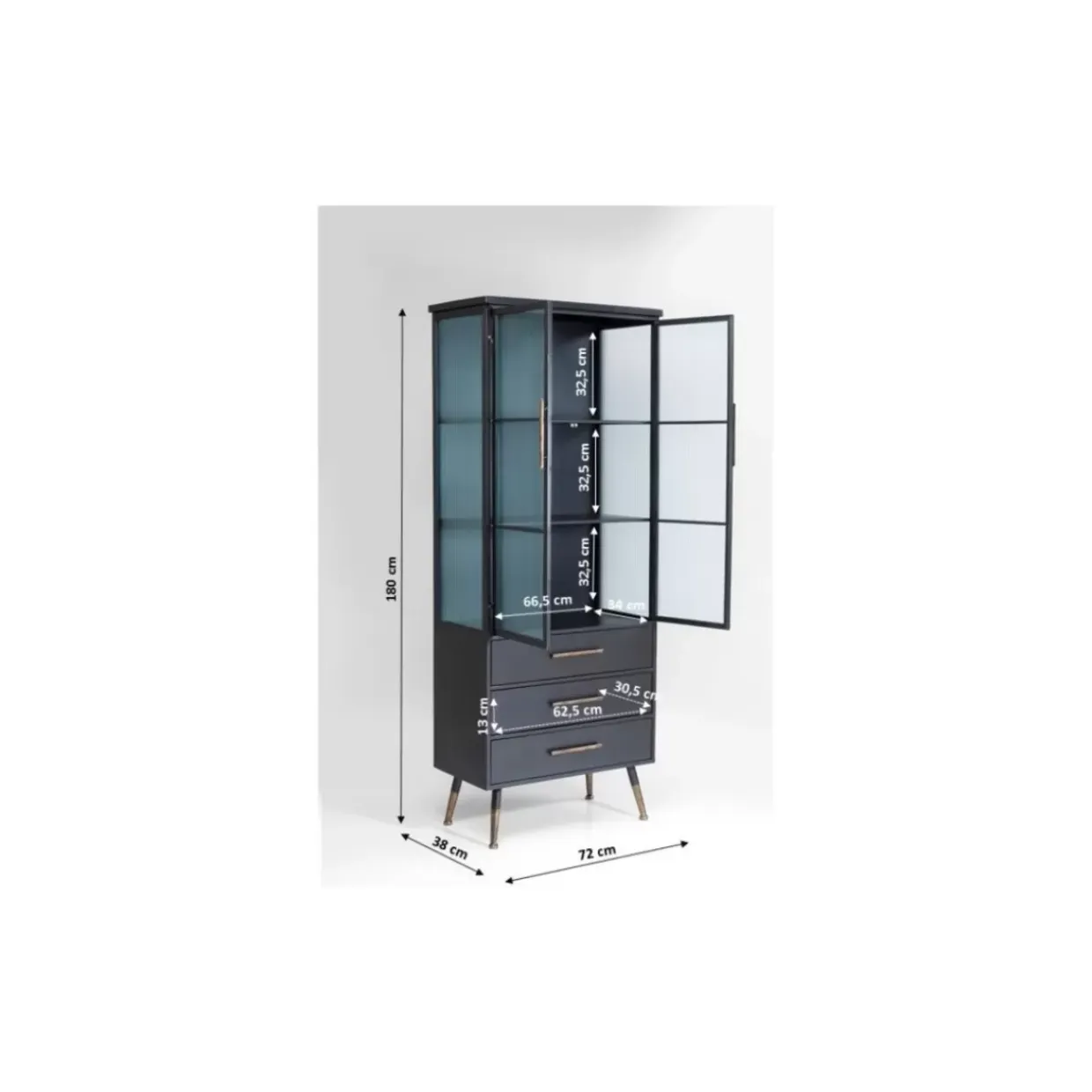 Hochschrank La Gomera 2 Turen 3 Schube