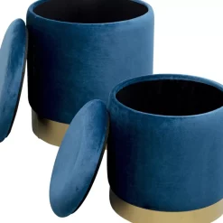 Hocker Cherry Storage Blau Brass (2/Set)