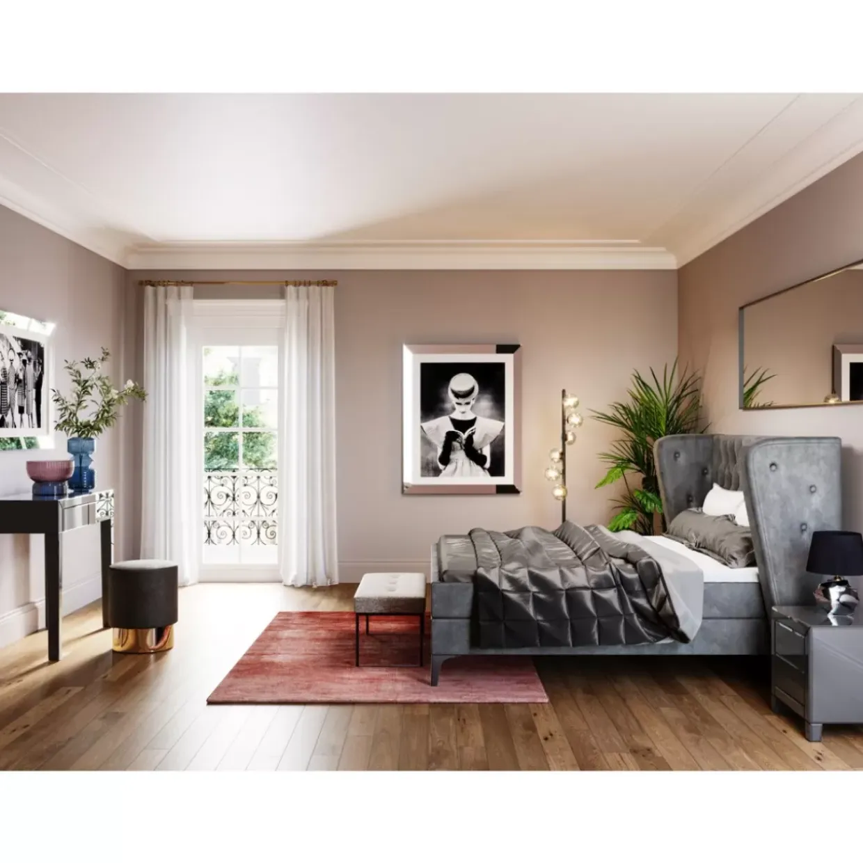 Kommode Klein Luxury Push 2 Schube Grau