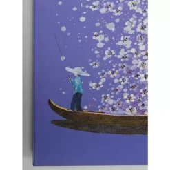 Leinwandbild Flower Boat Lila Weis 120X160Cm