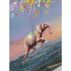 Leinwandbild Flying Elephant At Night 120X160Cm