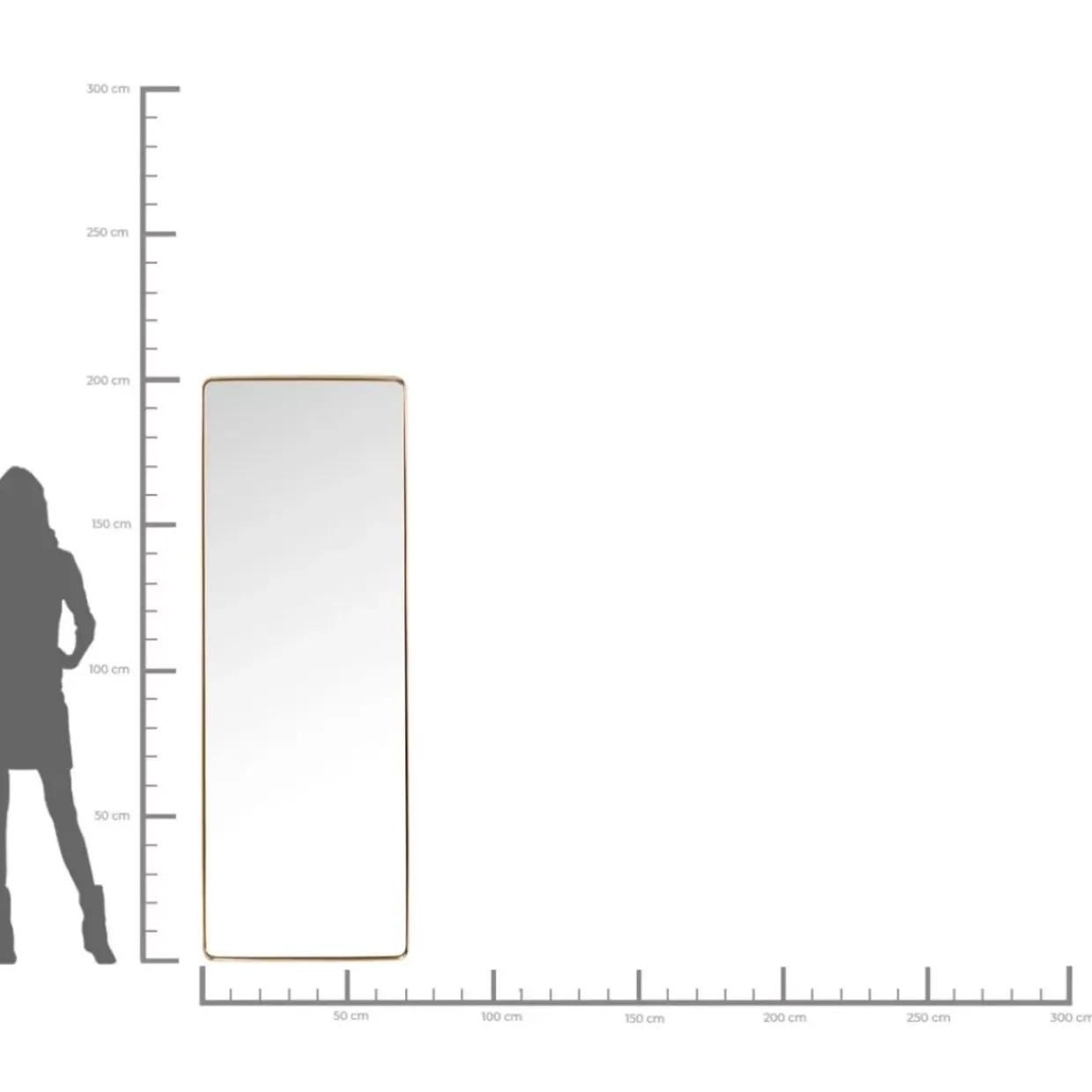 Spiegel Curve Rectangular Brass 70X200Cm