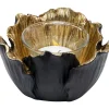 Teelichthalter Flower Bloom Schwarz Gold O10
