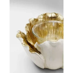 Teelichthalter Flower Bloom Creme Gold O10