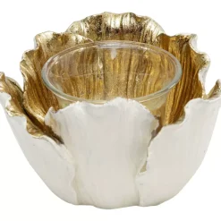 Teelichthalter Flower Bloom Creme Gold O10