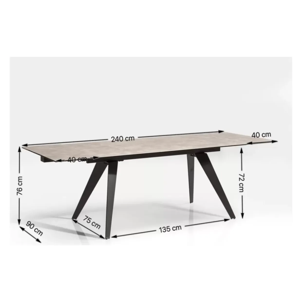 Tisch Amsterdam Marble 160(40+40)X90