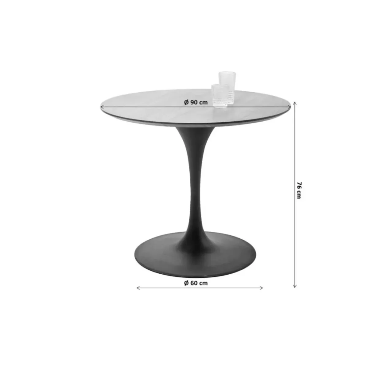 Tisch Invitation Set Eiche Weiss O90Cm