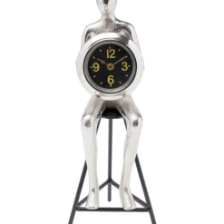 Tischuhr Sitting Man Silber 12X31Cm