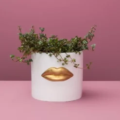 Ubertopf Lips Weiss/Gold