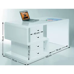 White Club Schreibtisch Snake 150X70Cm
